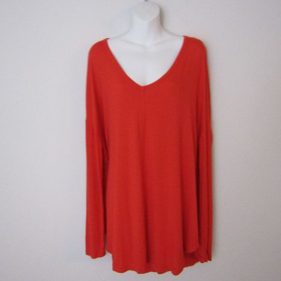 Free People Tops - Free People Tunic Top Large Red Oversized Long Sleeve Moonshine